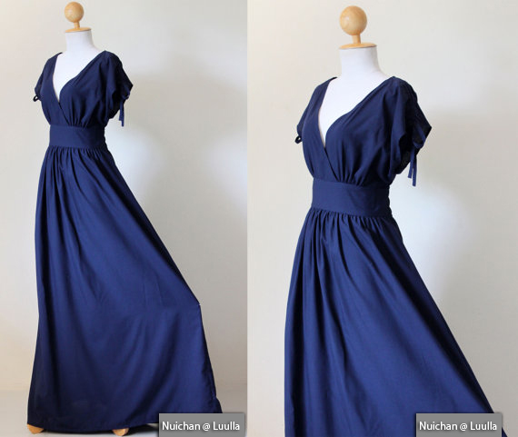 navy blue cotton maxi dress