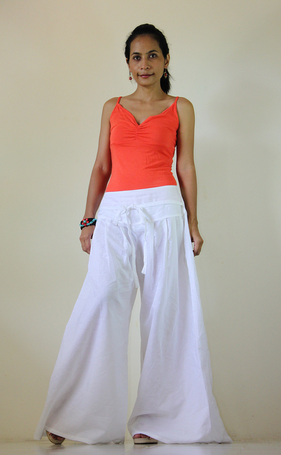 white wide leg pants high waist