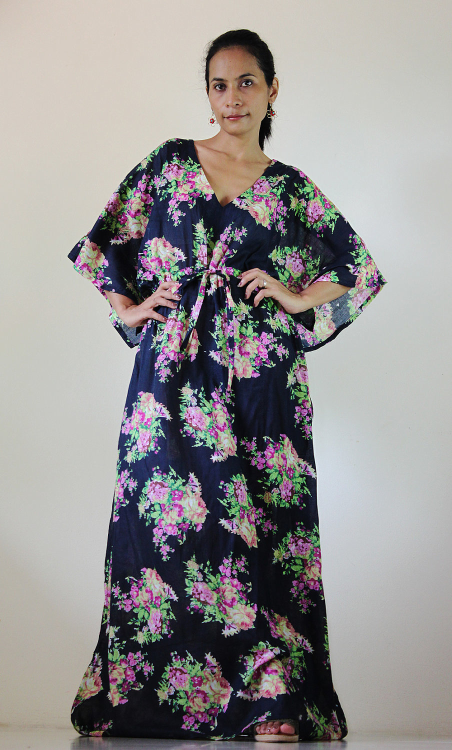 Kaftan Long Maxi Dress Boho With Lovely Flower Print : Bohemian Kaftan ...