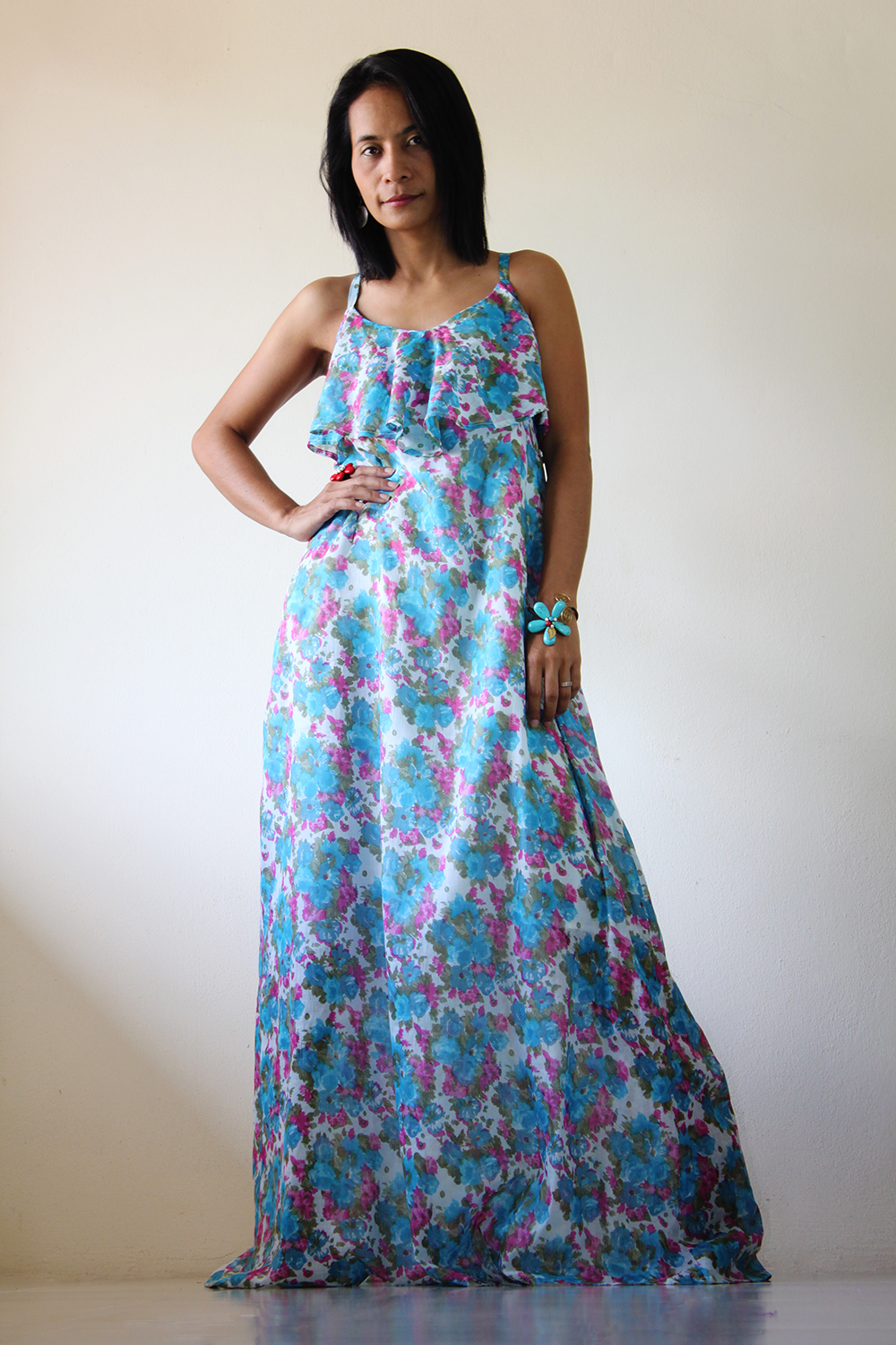 Casual Maxi Dress Floral Bohemian Cocktail Summer Dress: Sunny Dreams