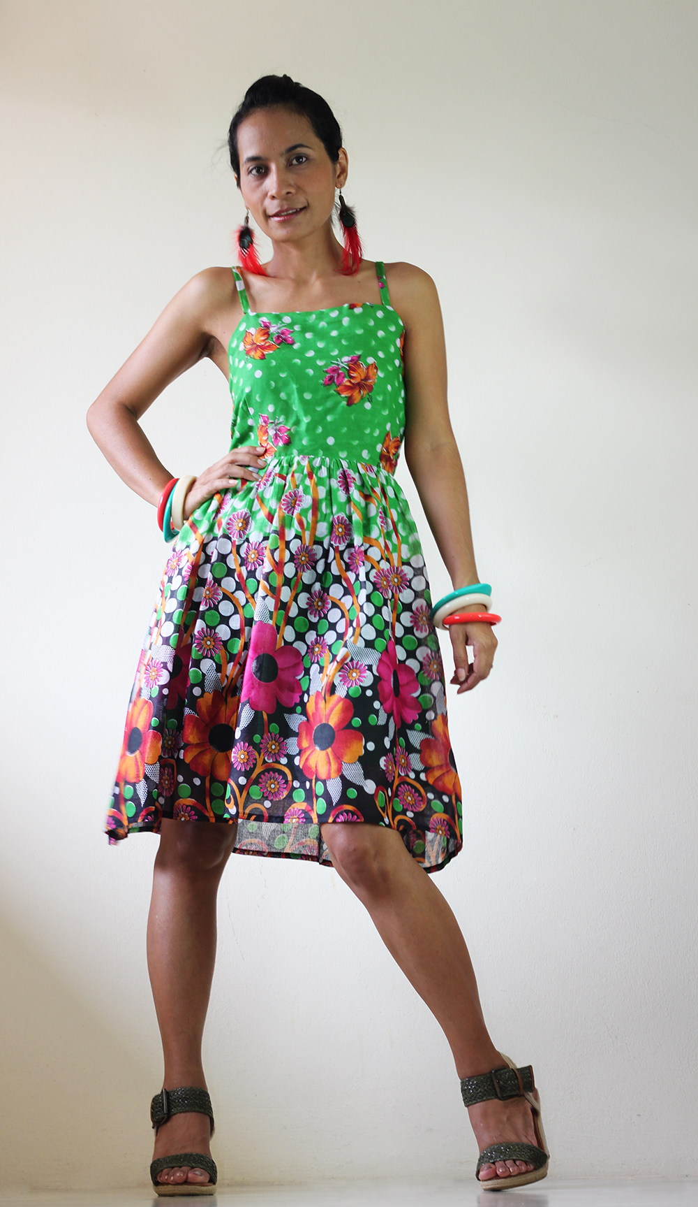 Short Dress Summer - Floral Polka Dot Smock Dress on Luulla
